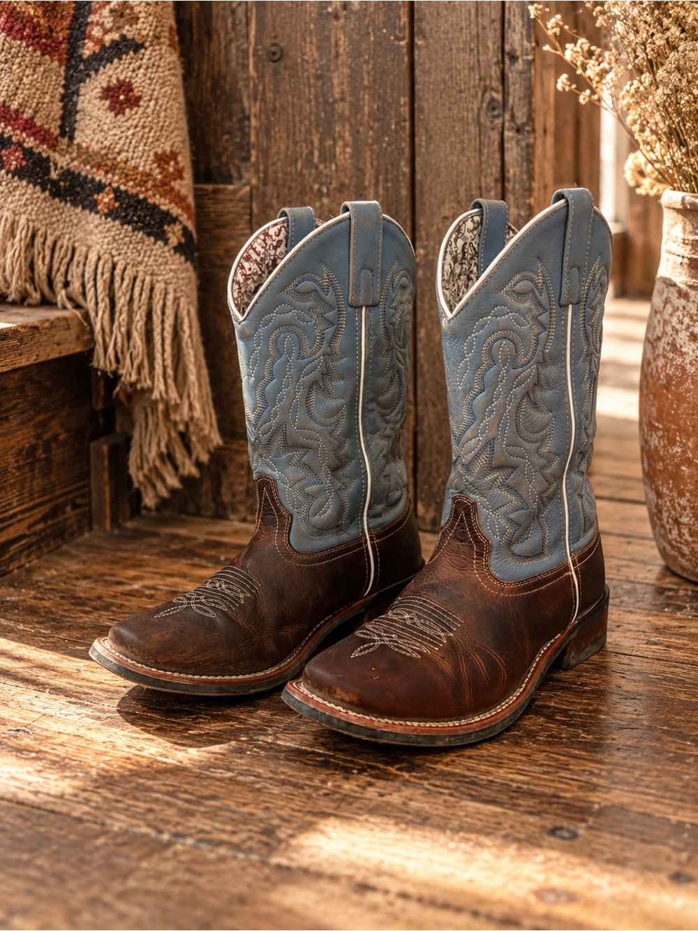 Women’s Ariat Laredo Two-Tone Western Cowboy Boots - Blue Shaft, Brown Foot